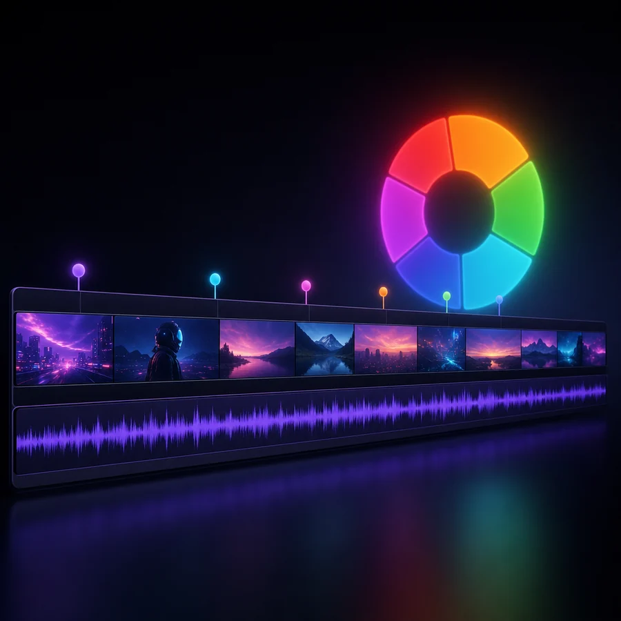 A clean DaVinci Resolve timeline with colour markers